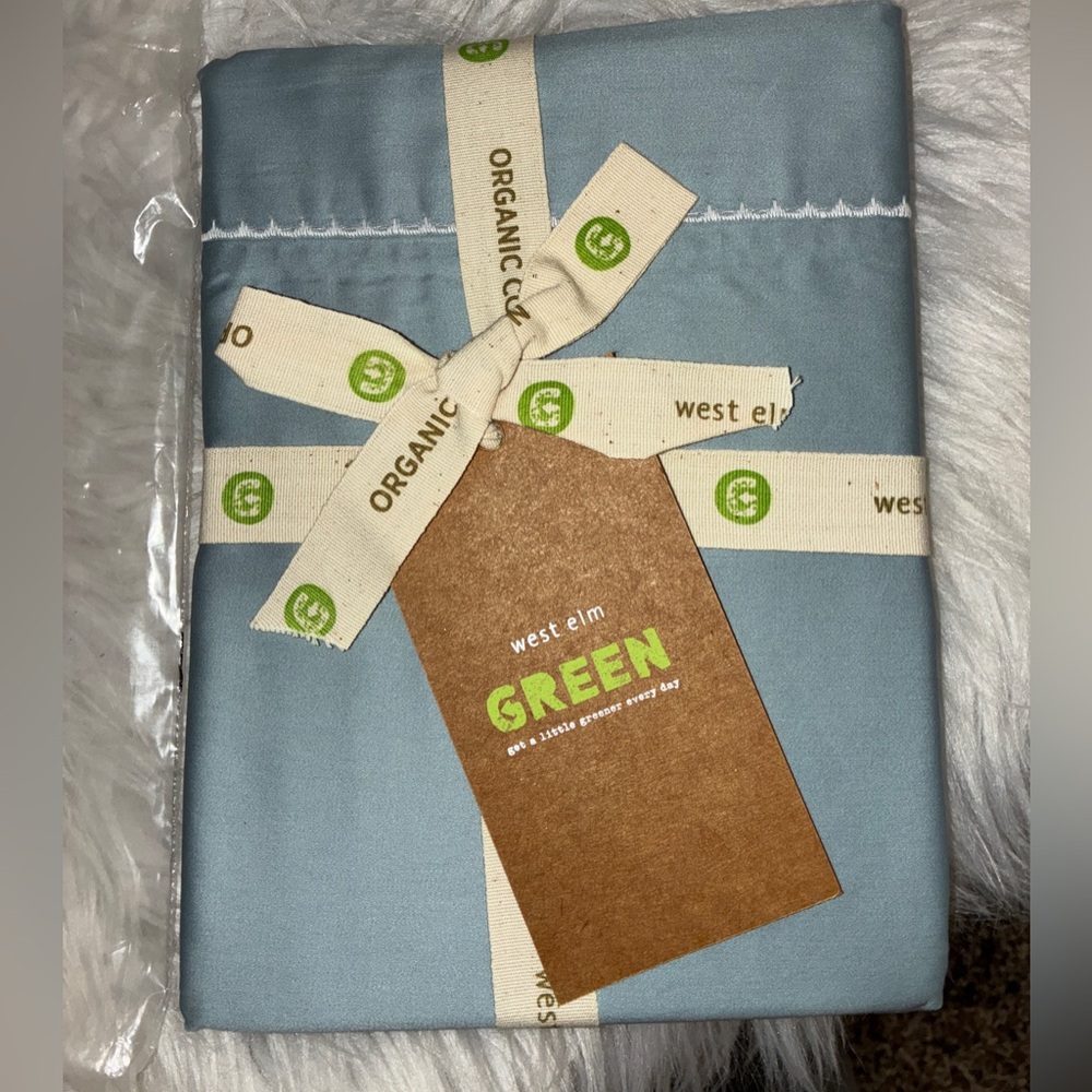 NWT West Elm Organic Cotton Blue Standard pillow covers.